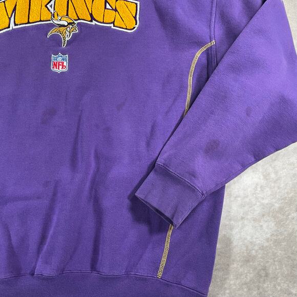 Vintage Minnesota Vikings Football Embroidered Purple Pullover Sweatshirt - Picture 3 of 5